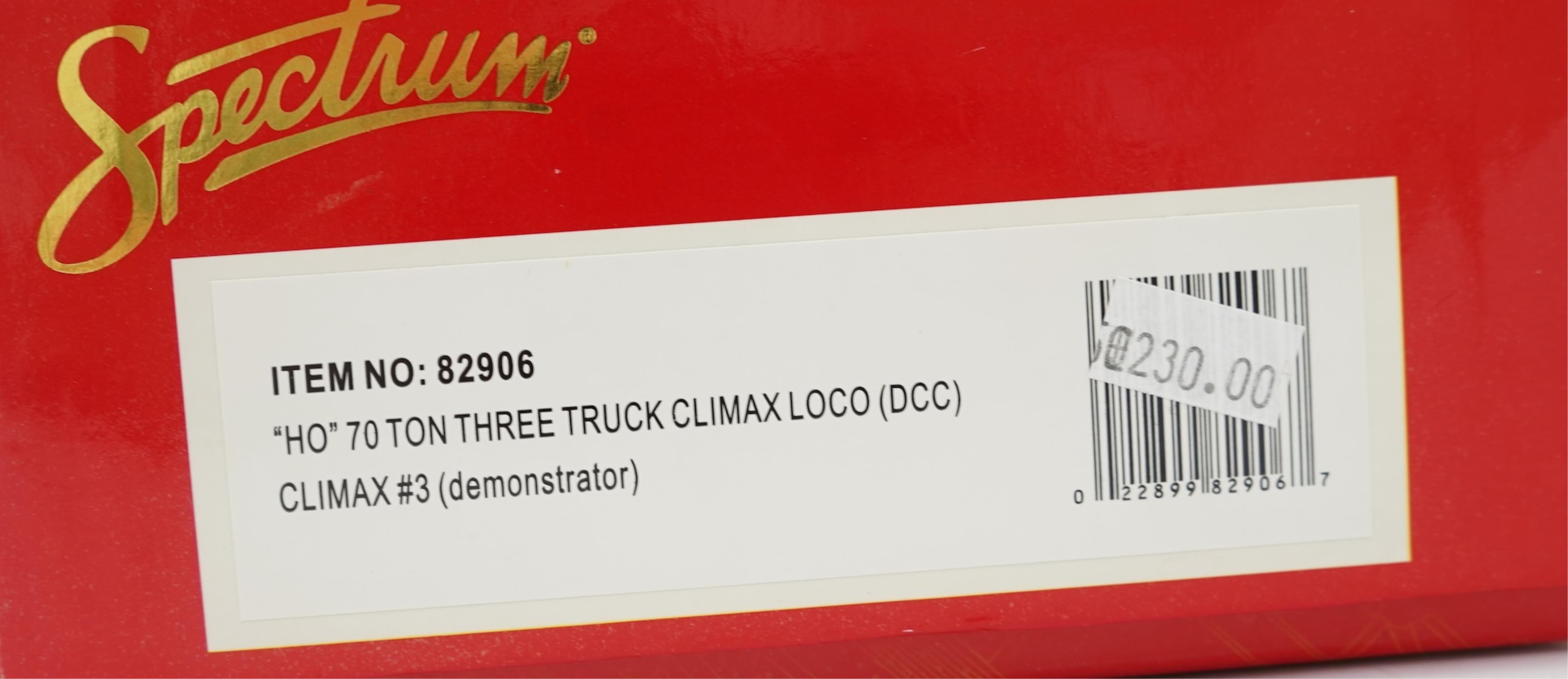 A boxed HO gauge Spectrum by Bachmann model (82906) of Climax Class C, 3, 4-6-0+0-6-4 locomotive, powered for two rail operation.